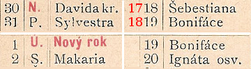 Prosinec 1900 a leden 1901 v Kalendáři paní a dívek českých