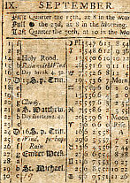 Anglický kalendář na září 1752