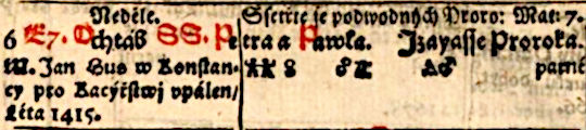 Dobřenského S pranostykou hvězdářskou nový kalendář 1687, druhý týden července