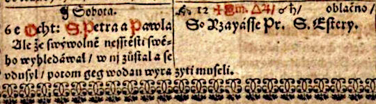 Grünwaldův Nový hospodářský a kancelářský kalendář 1697, první týden července