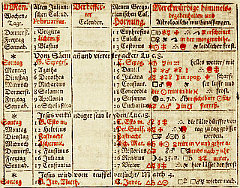 Německý kalendář z roku 1700, únor má jen 18. dní