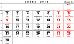 Měsíční pracovní kalendář