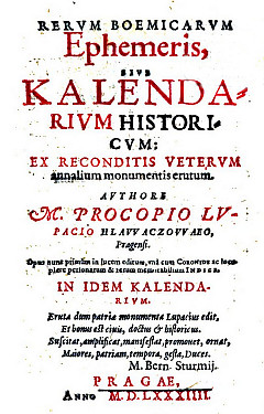 Prokop Lupáč: Rerum bohemicarum ephemeris z roku 1584